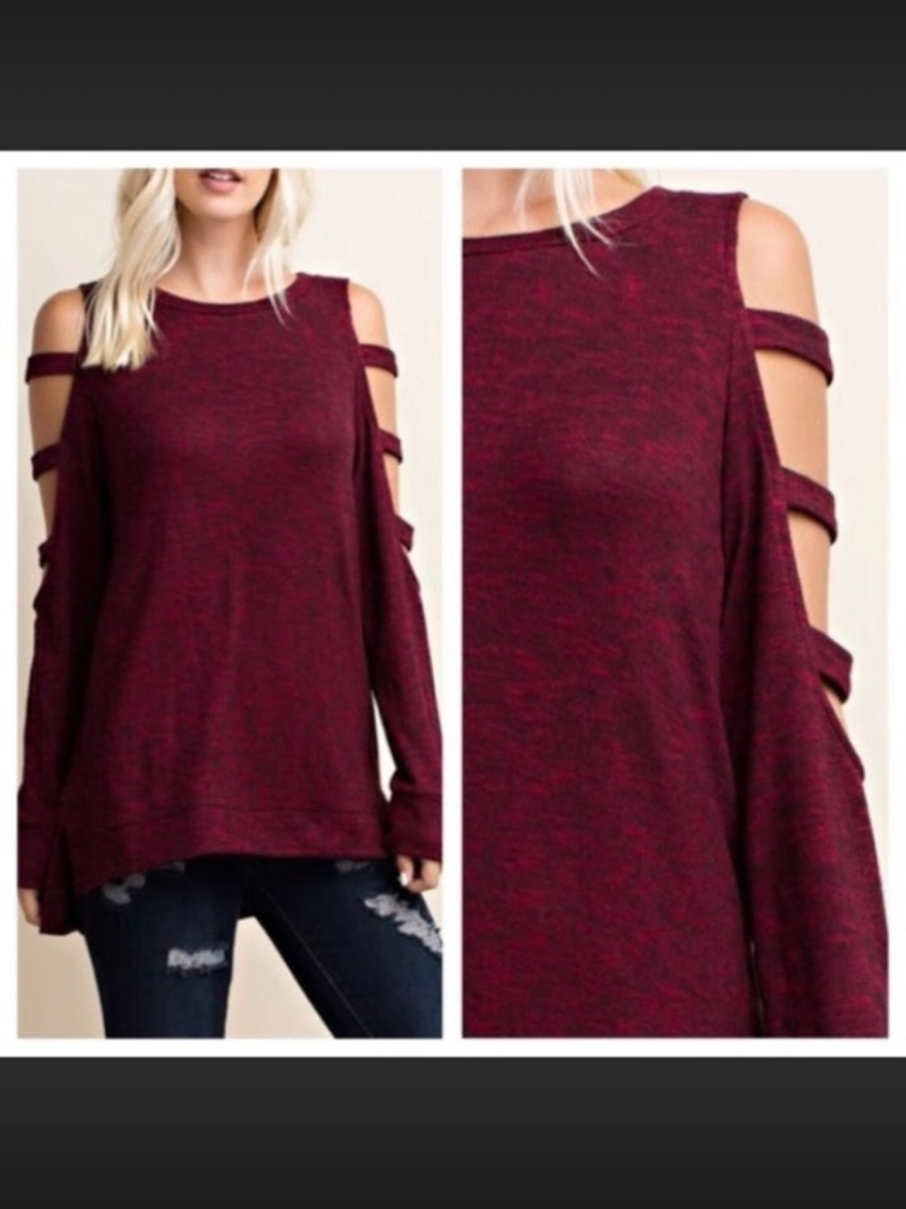 NWT Wine Ladder Sleeve Sweater - Large